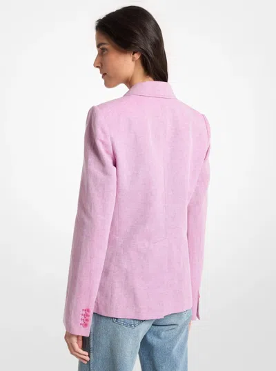 Michael Kors Linen And Cotton Patch Pocket Blazer In Purple