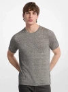 Michael Kors Mouline Short Sleeved Linen Blend Crewneck Tee In Gray