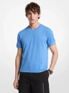 Michael Kors Linen And Cotton T-shirt In Blue