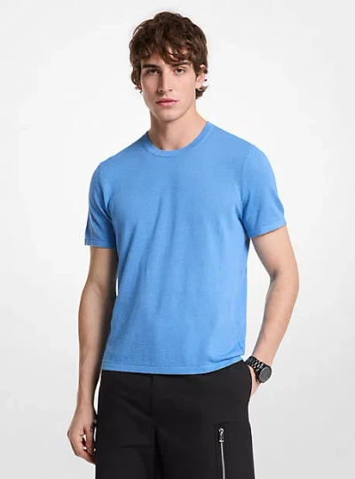Michael Kors Linen And Cotton T-shirt In Blue