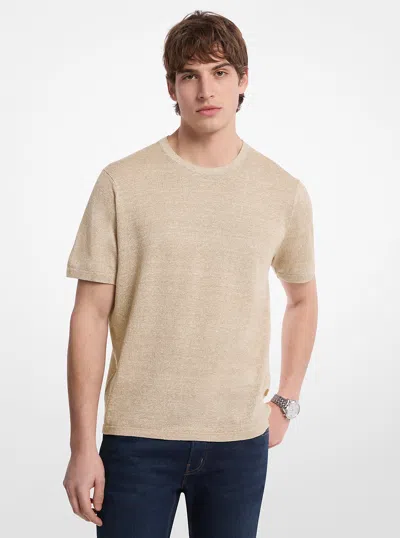 Michael Kors Linen And Cotton T-shirt In Brown