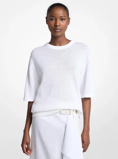 Michael Kors Linen And Cotton T-shirt In White