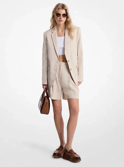 Michael Kors Linen And Cotton Twill Blazer In Natural
