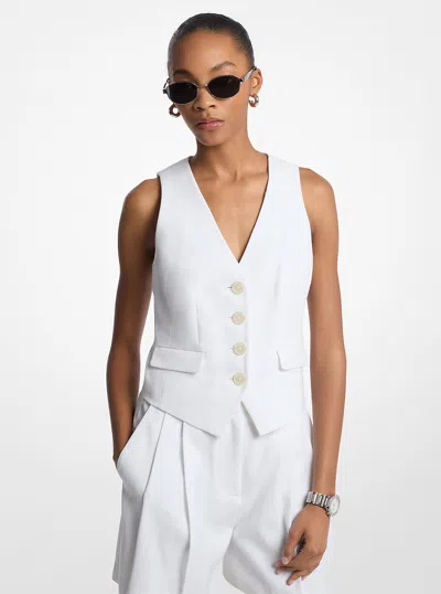 Michael Kors Linen And Cotton Twill Vest In White