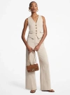 Michael Kors Linen And Cotton Twill Wide Leg Pants In Natural