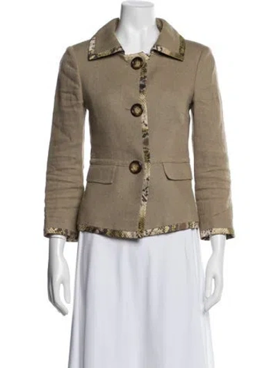 Pre-owned Michael Kors Linen Animal Print Blazer In Neutral
