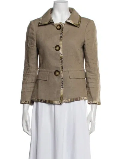 Pre-owned Michael Kors Linen Animal Print Blazer In Neutrals