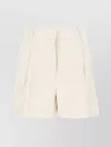 Michael Kors Belt Loops Linen Blend Shorts In Neutrals