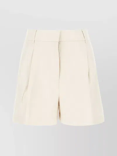 Michael Kors Linen Blend Shorts With Pockets And Pleats In Beige