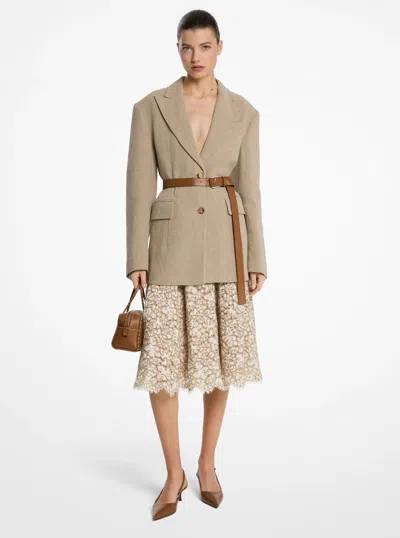 Michael Kors Linen Carved Blazer In Natural