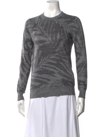 Pre-owned Michael Kors Linen Floral Print Sweater In Grey