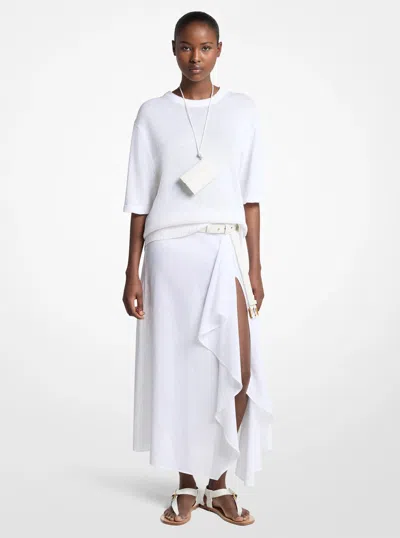 Michael Kors Linen Gauze Pareo Skirt In White