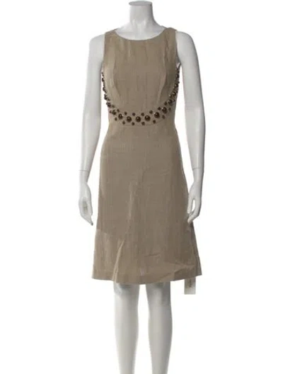 Pre-owned Michael Kors Linen Knee-length Dress In Neutral