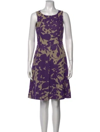Pre-owned Michael Kors Linen Knee-length Dress In Purple
