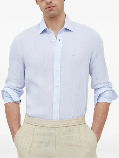 Michael Kors Linen Logo Shirt In Blue