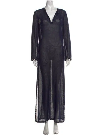 Pre-owned Michael Kors Linen Long Dress In Blue
