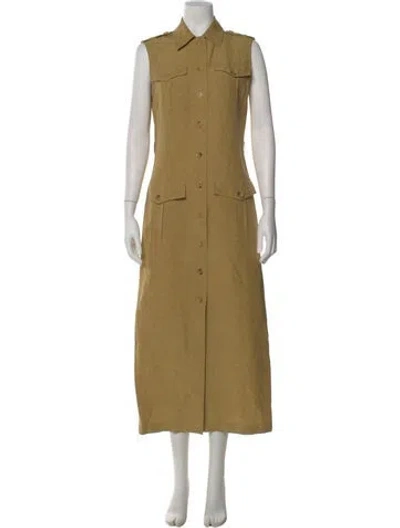 Pre-owned Michael Kors Linen Long Dress In Brown