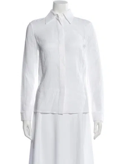 Pre-owned Michael Kors Linen Long Sleeve Top W/ Tags In White