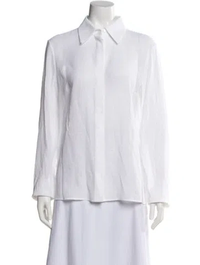 Pre-owned Michael Kors Linen Long Sleeve Top In White