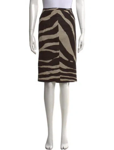 Pre-owned Michael Kors Linen Midi Length Skirt In Brown