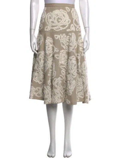 Pre-owned Michael Kors Linen Midi Length Skirt In Neutrals