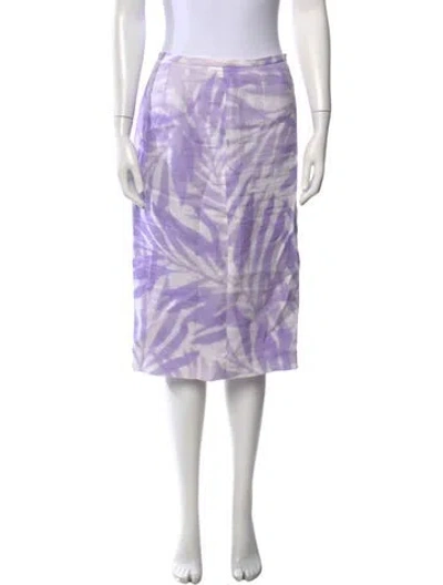 Pre-owned Michael Kors Linen Midi Length Skirt In Purple