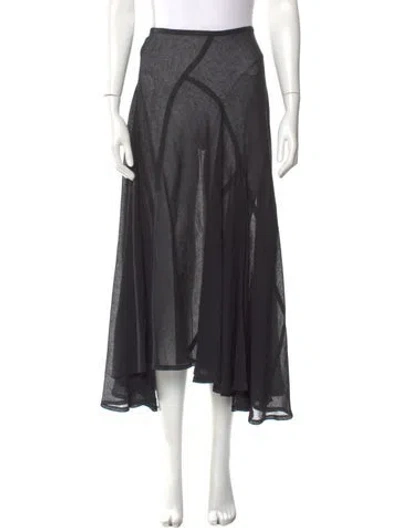 Pre-owned Michael Kors Linen Midi Length Skirt W/ Tags In Black