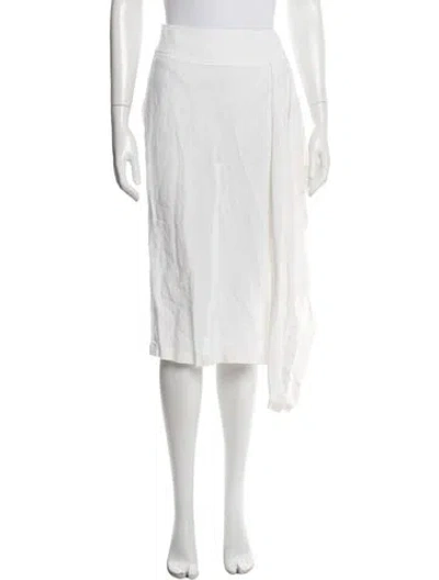 Pre-owned Michael Kors Linen Midi Length Skirt In White