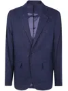 Michael Kors Linen Notch Blazer Flap Pockets In Blue