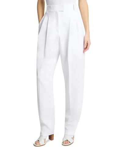 Michael Kors Linen Pleated Pants In White
