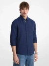 Michael Kors Tailored Shirt With Long Sleeves And Button-down Collar In Blue