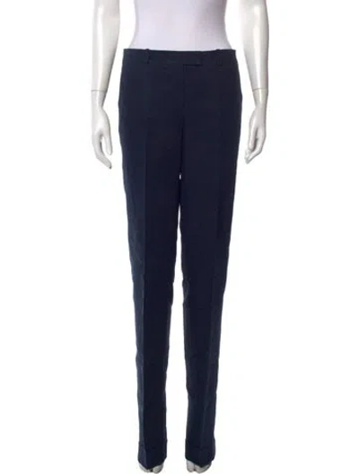 Pre-owned Michael Kors Linen Straight Leg Pants In Blue