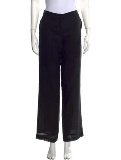 Pre-owned Michael Kors Linen Wide Leg Pants In Black