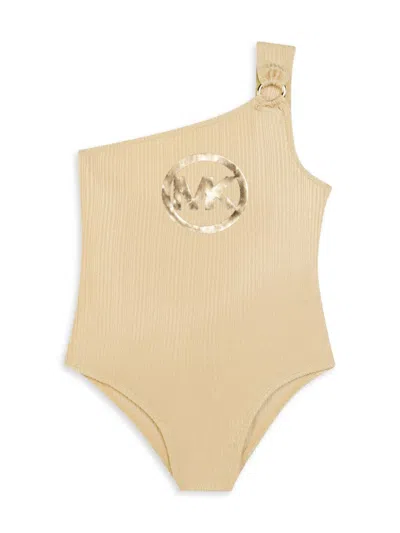 Michael Kors Little Girl's & Girl's Logo One-shoulder One-piece Swimsuit In Gold
