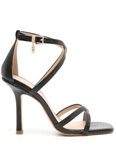 Michael Kors Lizard-effect 105mm Leather Sandals In Black