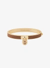 Michael Kors Lock Charm Leather Bangle In Gold