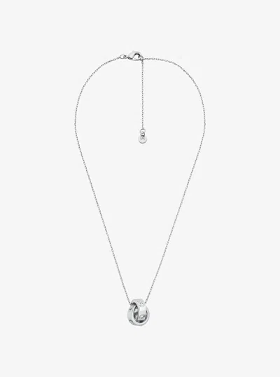 Michael Kors Logo And Cubic Zirconia Necklace In Silver