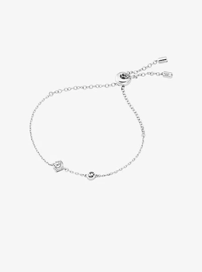 Michael Kors Logo & Cubic Zirconia Slider Bracelet In Metallic