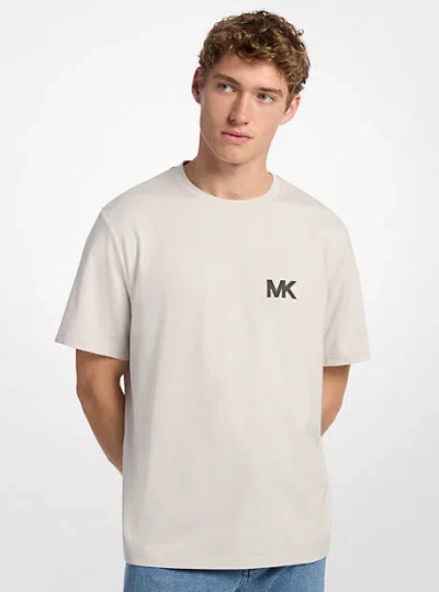 Michael Kors Logo Appliqué Cotton T-shirt In Neutral