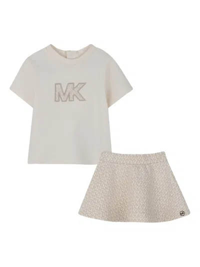 Michael Kors Babies' Logo-appliqué Skirt Set In Neutral