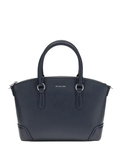 Michael Kors Black Calf Leather Bos Taurus Shoulder Bag In Blue