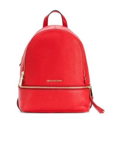 Michael Kors Logo Backpack In Red