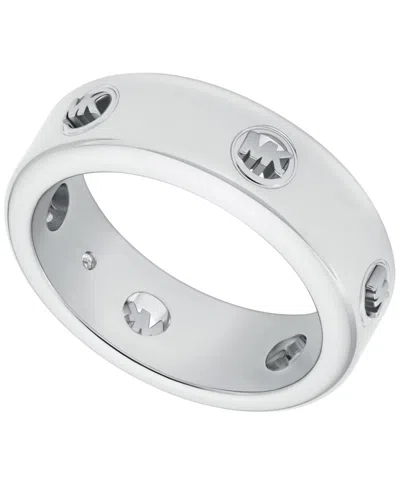 Michael Kors Logo Band Ring In Silver