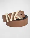 Michael Kors Logo Buckle Reversible Leather Belt In Brown