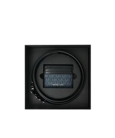 Michael Kors Logo Card Holder And Belt Two-piece Set In Black