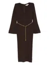 Michael Kors Logo-chain Midi Dress In Brown