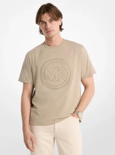 Michael Kors Logo Charm Cotton Jersey T-shirt In Neutral