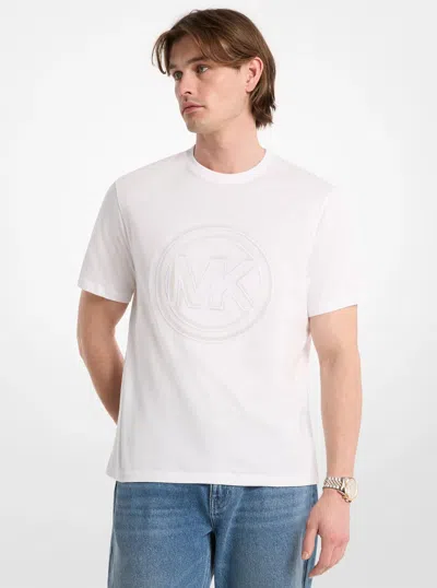 Michael Kors Logo Charm Cotton Jersey T-shirt In White