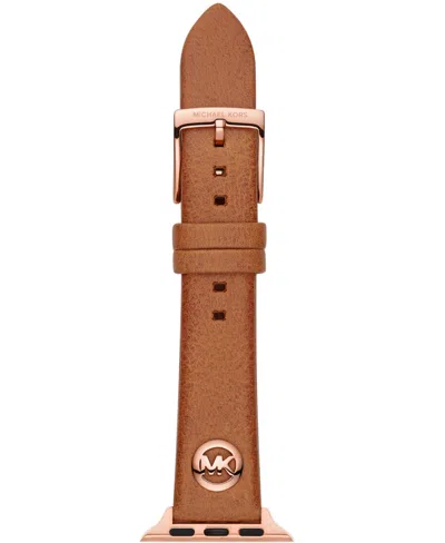 Michael Kors Logo Charm Luggage Leather 38/40mm Band For Apple Watch In Brown