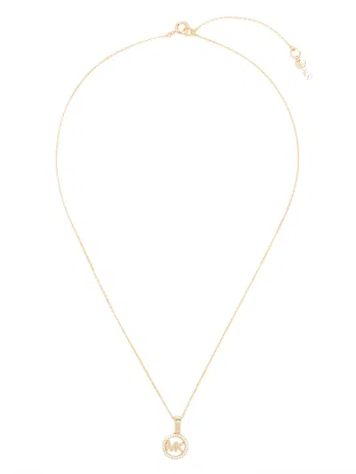 Michael Kors Logo Charm Necklace In Burgundy